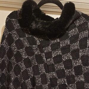 Black and Gray Faux Fur . One Size Fits All